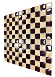 Mutfak tezgah arası, Havuz, Banyo, Sauna, Spa, iç , dış, zemin, duvar, kaplama ve dekorasyon uygulamalarında tüm yüzeyler için, 25x25mm. Krem-Kahve, Damalı, 31.5x31.5cm. Fileli Cam Mozaik.