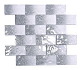 Mutfak tezgah arası ve iç mekan kaplama ve dekorasyon uygulamalarında tüm yüzeyler için, 48x98mm. Beyaz-Gümüş Sim Efekti. 30x30cm. Fileli Kristal Mozaik.