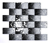 Mutfak tezgah arası ve iç mekan kaplama ve dekorasyon uygulamalarında tüm yüzeyler için, 48x98mm. Siyah-Gümüş Sim Efekti. 30x30cm. Fileli Kristal Mozaik.