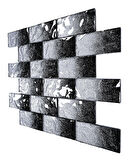 Mutfak tezgah arası ve iç mekan kaplama ve dekorasyon uygulamalarında tüm yüzeyler için, 48x98mm. Siyah-Gümüş Sim Efekti. 30x30cm. Fileli Kristal Mozaik.