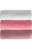 3 lü Düz Renk El Yüz Havlu Seti %100 Pamuklu 50x90 Cm Gül-Pembe-Beyaz