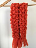 El Örgüsü Saf Yün Chunky Merino Nar Çiçeği Atkı