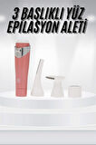 3 Başlıklı Yüz Kaş Epilasyon Aleti Değiştirilebilir Başlık Hassas Ciltlere 