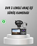 Üç Kameralı Araç DVR Full HD Gece Görüşlü ve 2 inç IPS Ekranlı