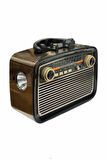 Nostalji Radyo Bluetooth Hoparlör USB-SD Kart Giriş Led Fener Işıklı Bataryalı