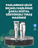 Profesyonel Saç ve Sakal Kesme Makinesi – Şarjlı Sessiz Motor Ayarlanabilir Tar