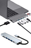 Usb Type-c Hub Dönüştürücü Çevirici Çoklayıcı Macbook Çevirici 8 Portlu
