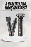 Yüksek Performanslı 3 Başlıklı Profesyonel Şarjlı Islak ve Kuru Kullanıma Uy