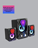 2.1 Kanal RGB LED Oyun Hoparlörü Subwoofer Destekli