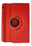 Huawei MediaPad T5 10 Kılıf 360 Tablet Deri Kılıf - Kırmızı-(5796)