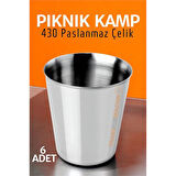 HSNET Paslanmaz Çelik Bardak Seti Kamp Piknik Bardağı 6 adet