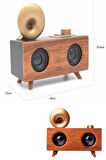 Bluetooth Nostalji Speaker Radyo Gramofon Ahşap Renk Vintage