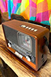 Ahşap Görünümlü Retro Bluetooth Radyo USBAUX Ve SD Kart Girişli