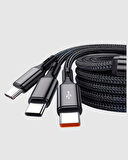3 Başlıklı Hızlı Şarj Kablosu Metal Alaşımlı Dayanıklı ve Akıllı Çipli