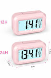 Gece Dijital Masa Saati Dijital Alarmlı Led Ekran Pilli Çalar Saat