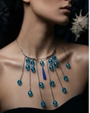 MK Design Jewelry Mavi Cam Kolye