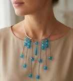 MK Design Jewelry Mavi Cam Kolye