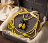 MK Design Jewelry Sarı Siyah Uğur Böceği Kolye