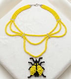 MK Design Jewelry Sarı Siyah Uğur Böceği Kolye