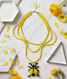 MK Design Jewelry Sarı Siyah Uğur Böceği Kolye