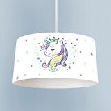 MEKTA HOME BEBEK VE ÇOCUK ODASI Renkli Unicorn Desenli Beyaz Avize