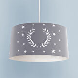 MEKTA HOME BEBEK VE ÇOCUK ODASI Çelenk Yıldız Desenli Çerçeveli Gri Avize