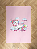 MEKTA HOME BEBEK VE ÇOCUK ODASI Bulutlu Unicorn Desenli Halı