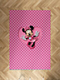 MEKTA HOME BEBEK VE ÇOCUK ODASI Büyük Kalpli Minnie Mause Desenli Halı
