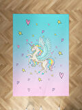 MEKTA HOME BEBEK VE ÇOCUK ODASI Uçan Unicorn Desenli Halı