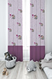 MEKTA HOME BEBEK VE ÇOCUK ODASI Mor Fil Desenli 2 Kanat Fon Perde