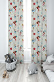 MEKTA HOME BEBEK VE ÇOCUK ODASI Renki Sirk Desenli 2 Kanat Fon Perde
