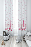 MEKTA HOME BEBEK VE ÇOCUK ODASI Eyfel Kule Desenli 2 Kanat Fon Perde