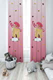 MEKTA HOME BEBEK VE ÇOCUK ODASI Şapkalı Prenses Kız Desenli 2 Kanat Fon Perde