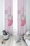 MEKTA HOME BEBEK VE ÇOCUK ODASI Balerin Kız ve Eyfel Kulesi Desenli 2 Kanat Fon Perde