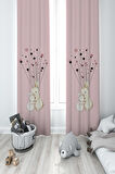 MEKTA HOME BEBEK VE ÇOCUK ODASI Sevimli Tavşan Desenli 2 Kanat Fon Perde