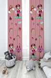 MEKTA HOME BEBEK VE ÇOCUK ODASI Seksekli Minnie Mouse Desenli 2 Kanat Fon Perde