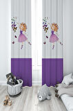 MEKTA HOME BEBEK VE ÇOCUK ODASI Kelebekli Prenses Kız Desenli 2 Kanat Fon Perde