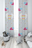 MEKTA HOME BEBEK VE ÇOCUK ODASI Renkli Bulutlu ve Balon Desenli 2 Kanat Fon Perde
