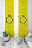MEKTA HOME BEBEK VE ÇOCUK ODASI Taç ve Çelenk Desenli Sarı 2 Kanat Fon Perde