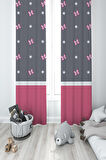 MEKTA HOME BEBEK VE ÇOCUK ODASI Seksek Desenli Çerçeveli 2 Kanat Fon Perde