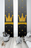MEKTA HOME BEBEK VE ÇOCUK ODASI Kral Taç Desenli 2 Kanat Fon Perde