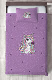 MEKTA HOME BEBEK VE ÇOCUK ODASI Mor Unicorn Desenli Yatak Örtüsü