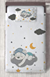 MEKTA HOME BEBEK VE ÇOCUK ODASI Sevimli Mavi Uyuyan Ayı Desenli Yatak Örtüsü