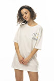 KADIN OVERSIZE ÖN-ARKA BASKILI TUNIC T-SHIRT