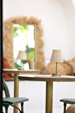 Rattan & Bambu Kablosuz Pilli Abajur Masa Lambası - Alt Uzun Eskitme Gold