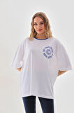 Kadın Oversize Bisiklet Yaka %100 Pamuk Tişört UNISEX