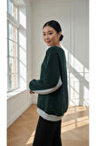 Kadın Rahat Kesim İçi Şardonlu Oversize Slogan Baskılı Sweatshirt