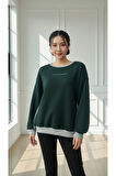 Kadın Rahat Kesim İçi Şardonlu Oversize Slogan Baskılı Sweatshirt