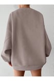 Rahat Kesim Slogan Baskılı Şardonlu Oversize Sweatshirt