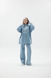 UZUN TUNIC BOY OVERSIZE KAPŞONLU BASKILI YIRTMAÇLI SWEATSHIRT